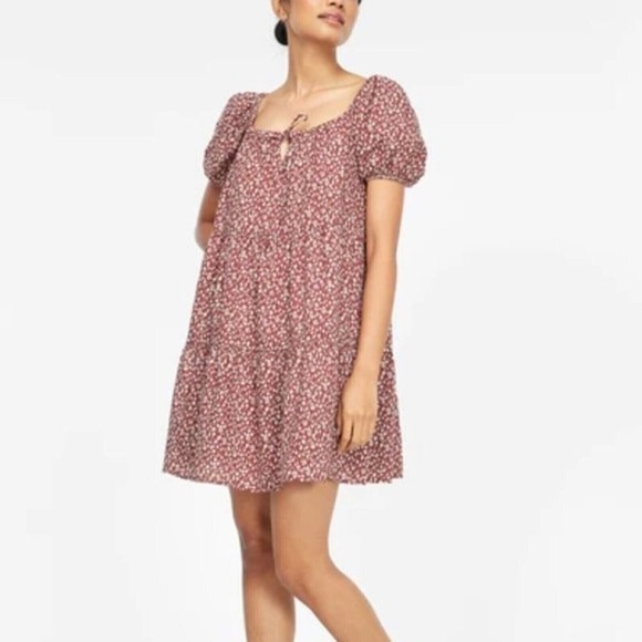 LACAUSA x Anthropologie Playa Mini Babydoll Dress Coco Magic Mushroom Size M - Picture 3 of 7